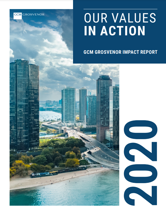 Report cover that says "Our Values in Action"