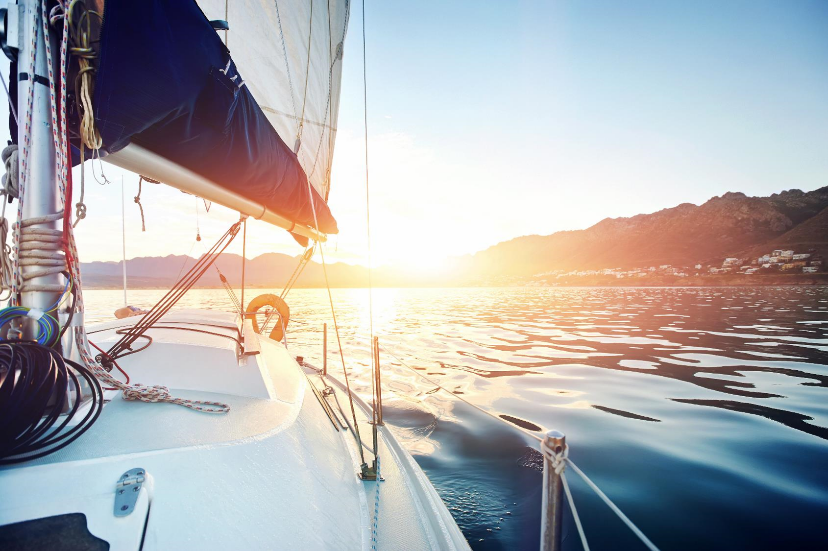 Boat sailing through calm waters