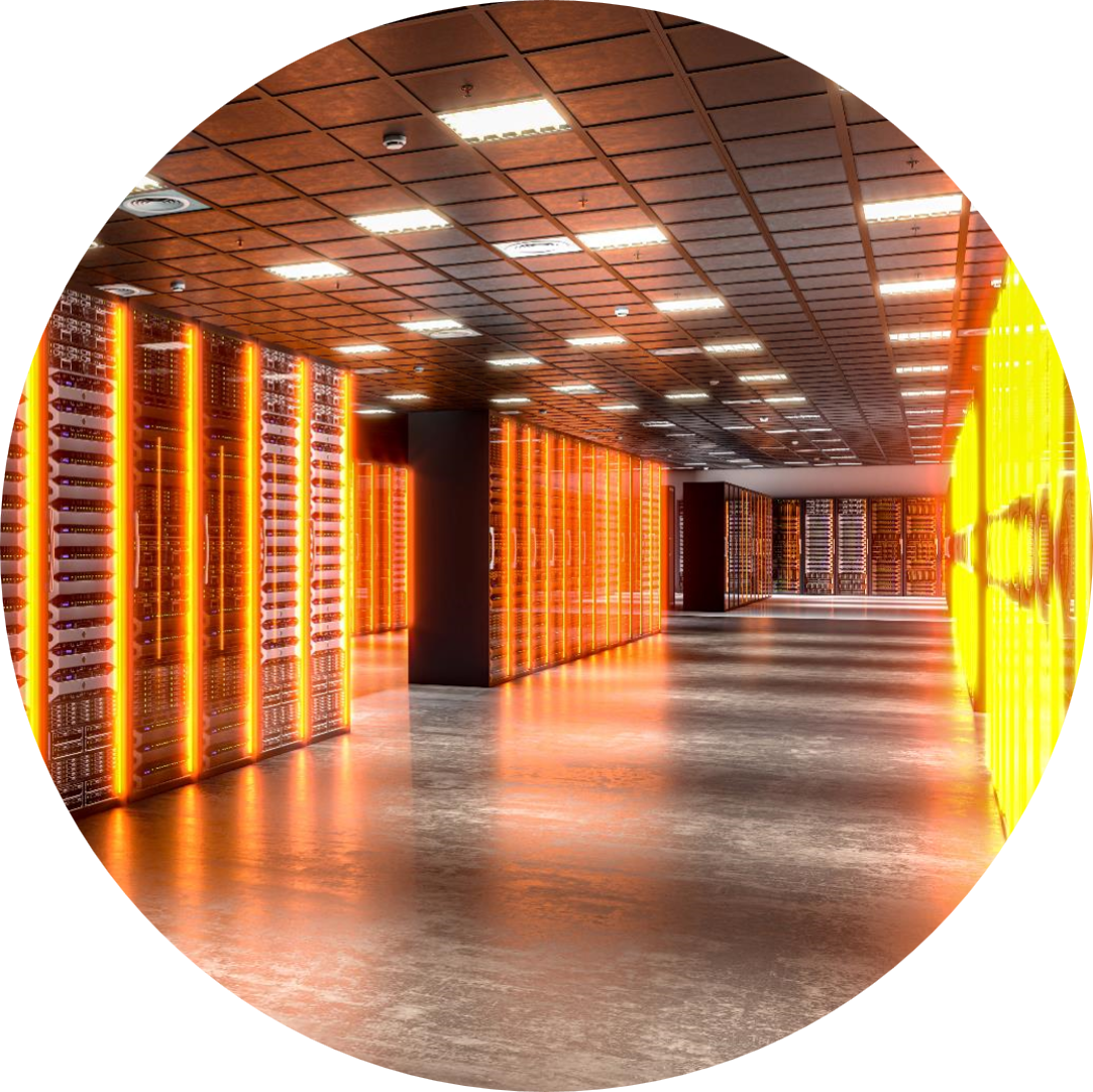 orange and yellow backlit servers