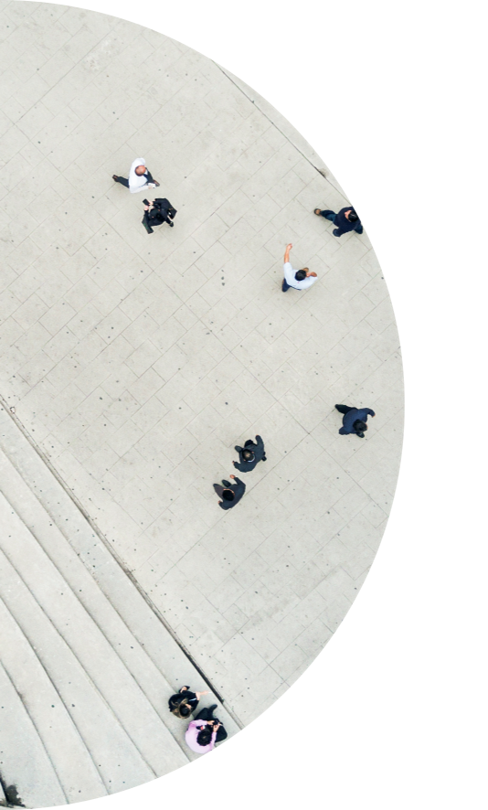 aerial view of people sitting on steps