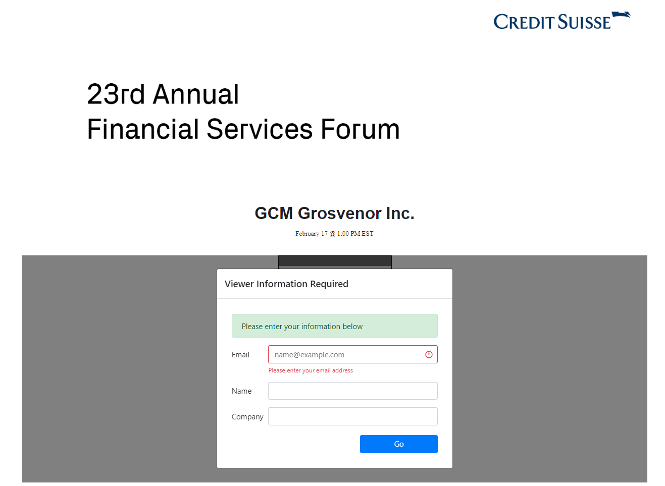 23rd Annual Credit Suisse Financial Services Conference