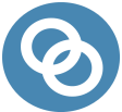 Co-investments Co investments - blue icon with two white interlocking rings