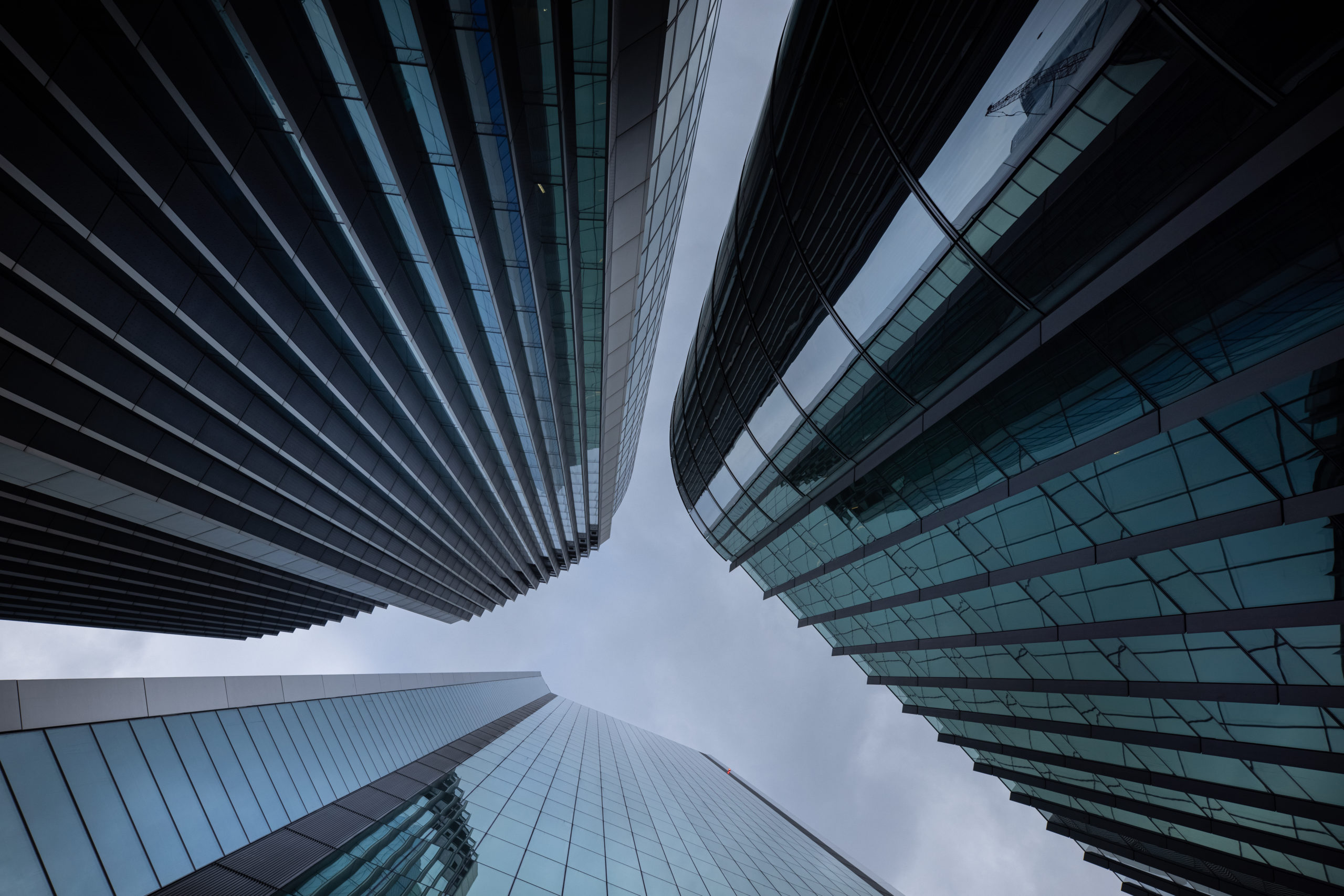 Looking up at buildings