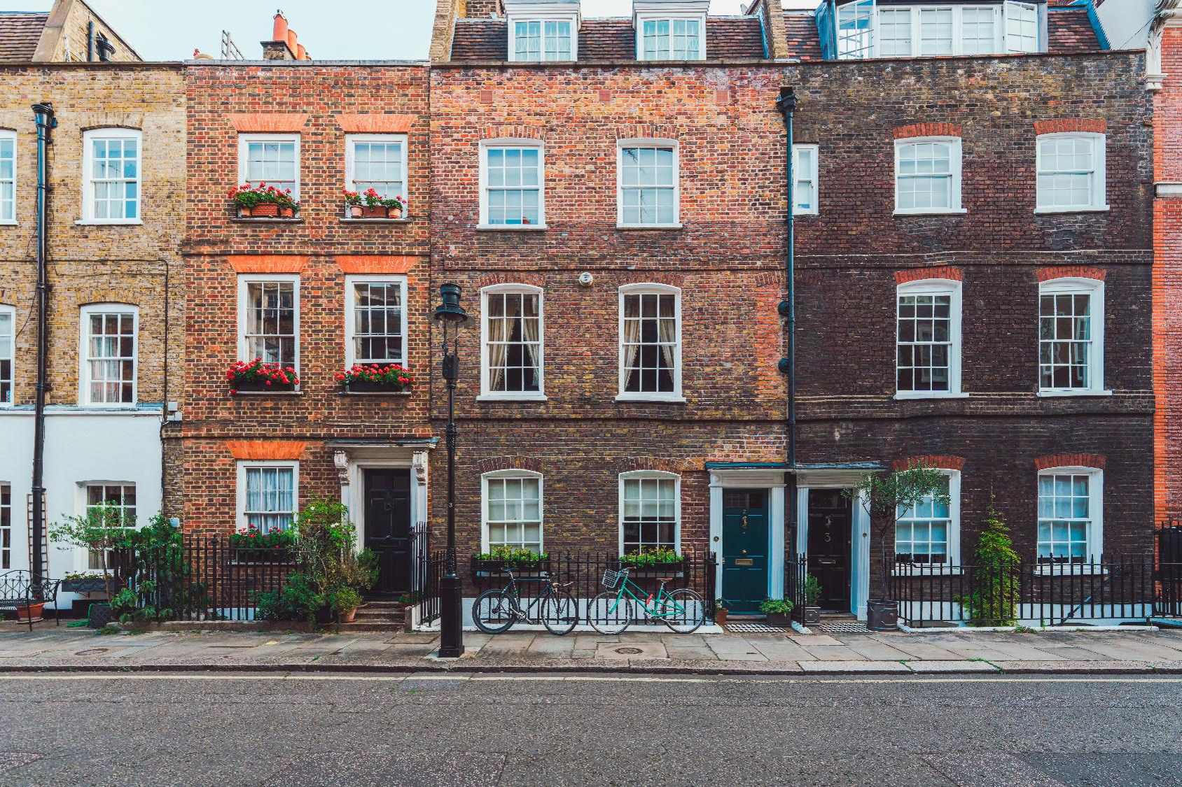 Brick row houses in London