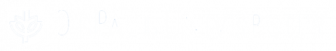 Depaul University in white text with a white university crest next to it on the left