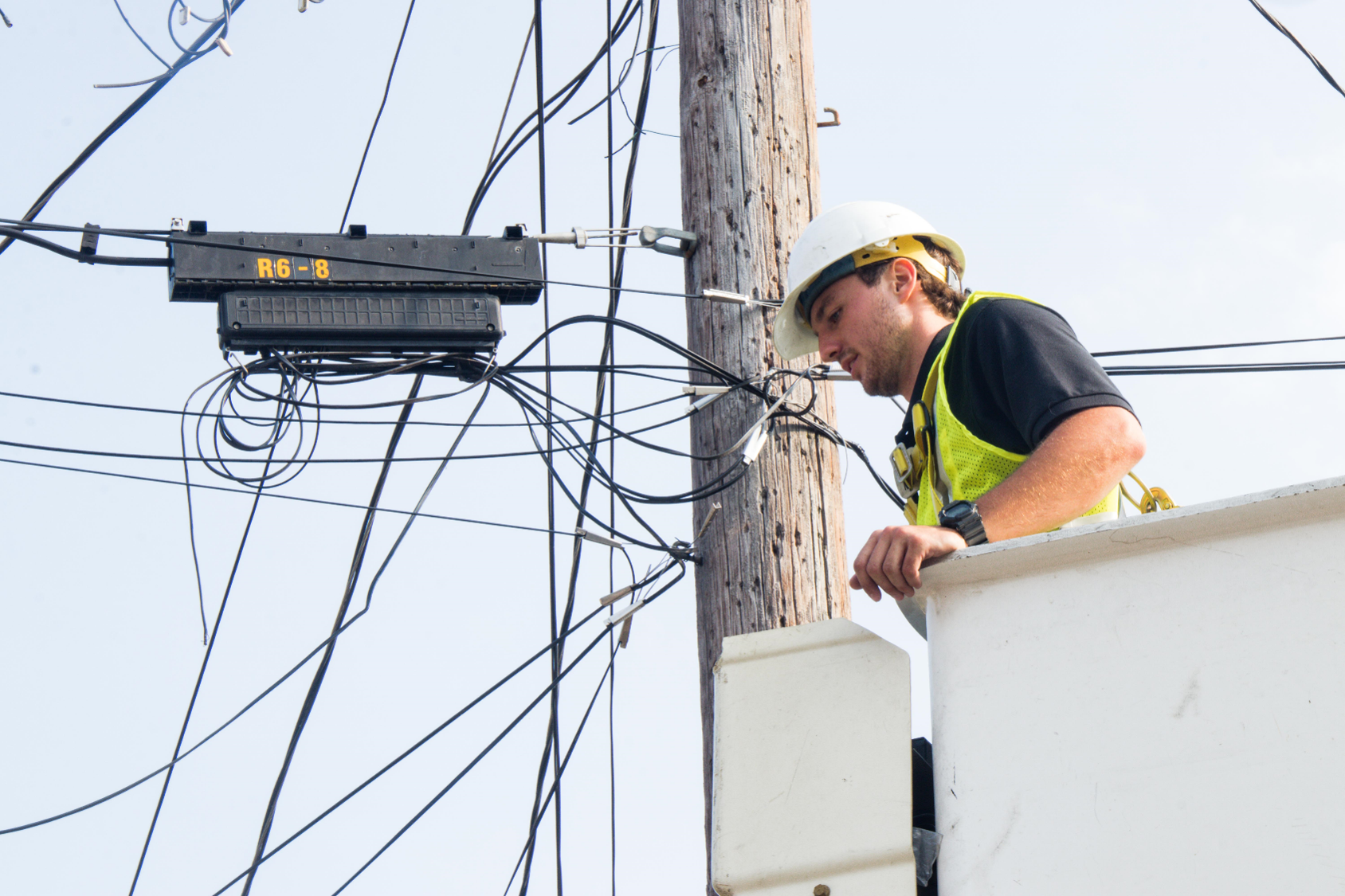 Man working on power lines